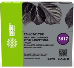 Картридж струйный Cactus (CS-LC3617BK) для принтеров Brother MFC-J2330DW/ J2730DW/ J3530DW/ J3930DW, черный, 16 мл