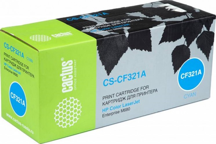 Картридж лазерный Cactus CF321A (CS-CF321A) для принтеров HP Color LaserJet M680 голубой 16500 страниц