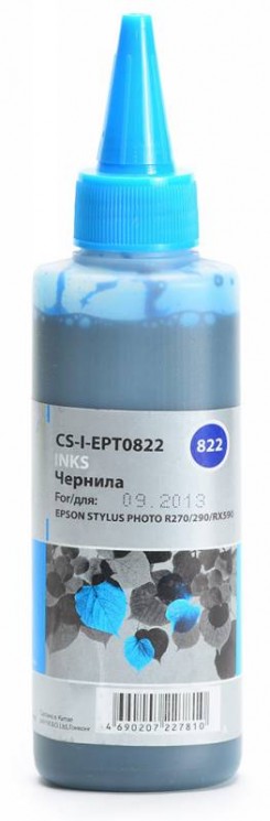Чернила Cactus CS-I-EPT0822 голубой 100мл для Epson StPh R270/290/RX590