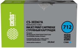 Картридж струйный Cactus 712 (CS-3ED67A) для принтеров HP DJ T230/ 630, голубой, 29 мл