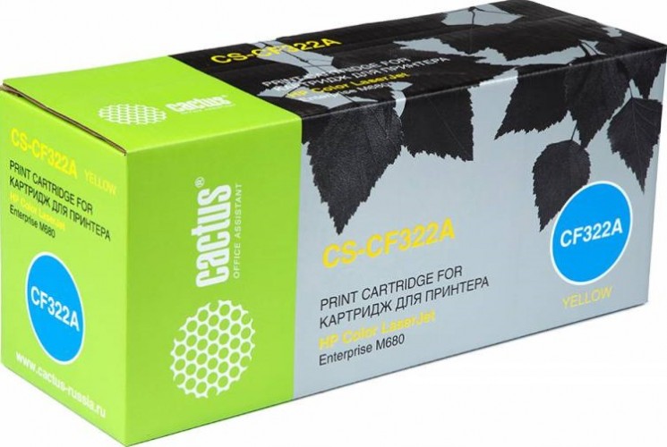 Картридж лазерный Cactus CF322A (CS-CF322A) для принтеров HP Color LaserJet Enterprise M680 желтый 16500 страниц