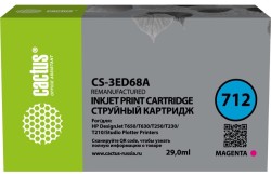 Картридж струйный Cactus 712 (CS-3ED68A) для принтеров HP DJ T230/ 630, пурпурный, 29 мл