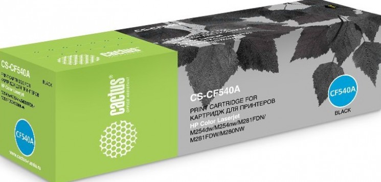 Картридж лазерный Cactus CF540A (CS-CF540A) для принтеров HP LaserJet M254dw/ M280nw/ M281fdn черный 1400 страниц