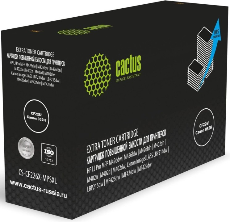 Картридж Cactus CF226/Canon 052H (CS-CF226X-MPSXL) для HP LaserJet M402/ M426, Canon imageCLASS LBP 214/ 215/ MF424/ MF426/ MF429, увеличенный, 15000 стр.