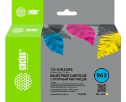 Картридж струйный Cactus 963 (CS-3JA25AE) для принтеров HP OfficeJet 9010/ 9012/ 9013/ 9014/ 9015/ 9016/ 9019/ 9020/ 9025, желтый, 11 мл