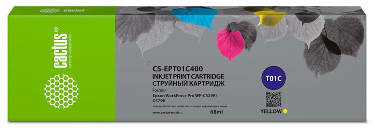 Картридж струйный Cactus CS-EPT01C400 T01C4 для Epson WorkForce Pro WF-C529RDTW/ C579RD2TWF/ C579RDTWF Pro желтый (68 мл)