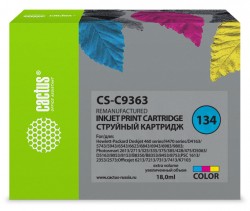 Картридж струйный Cactus CS-C9363 №134 голубой/пурпурный/желтый (18мл) для HP DJ 460series/5740/5743/5793/5940/5943/6540/6543/6620/6623