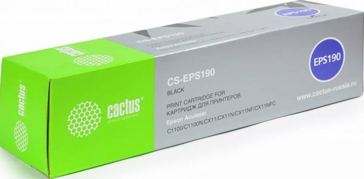 Картридж лазерный Cactus EPS190 (CS-EPS190) для принтеров Epson AcuLaser C1100/ C1100N/ CX11/ CX11N/ CX11NF/ CX11NFC черный 4000 страниц