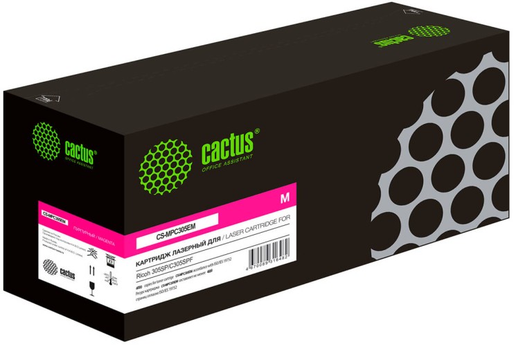 Картридж лазерный Cactus CS-MPC305EM (842081) для принтеров Ricoh Aficio MPC305SP/ C305SPF пурпурный 4000 страниц