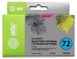 Картридж струйный Cactus CS-C9373 №72 фото желтый (130мл) для HP DJ T610/T620/T770/T1100/T1100/T1120/T1200