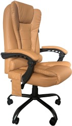 Кресло Cactus CS-CHR-OC05 M-BR с вибромассажем бежевый экокожа с подголов. крестов. пластик черный