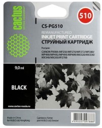 Картридж струйный Cactus PG-510 (CS-PG510) для принтеров Canon Pixma MP240/ MP250/ MP260/ MP270/ MP480/ MP490/ MP492/ MX320/ MX330, черный, 15 мл