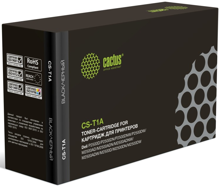 Картридж лазерный Cactus CS-T1A (T1A) черный для Deli P2500D, P2500DN, P2500DNW, P2500DW, M2500AD, M2500ADN, M2500ADNW, M2500ADW, M2500D, M2500DN, M2500DW (2'000 стр.)