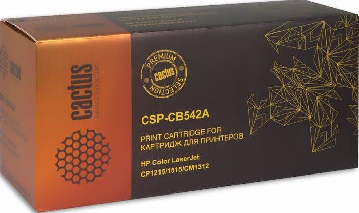 Картридж лазерный Cactus CB542A (CSP-CB542A) для принтеров HP LaserJet CP1215/ 1515 желтый 2200 страниц