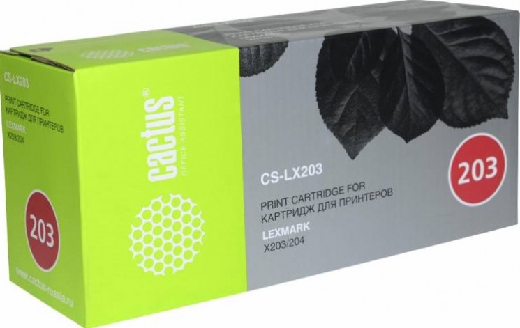 Картридж лазерный Cactus X203A21G (CS-LX203) для принтеров Lexmark X203/ 204 черный 2500 страниц