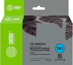 Картридж струйный Cactus №761 (CS-CM997A) для принтеров HP DesignJet T7100/ Т7200, черный, 775 мл