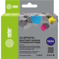 Картридж струйный Cactus T0791 (CS-EPT0791) для принтеров Epson Stylus Photo 1400/ 1500/ PX700/ 710, черный, 13.8 мл