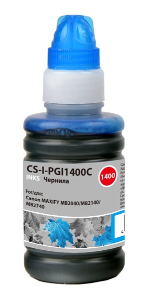 Чернила Cactus CS-I-PGI1400C голубой 100мл для Canon MAXIFY MB2040/MB2140/MB2740
