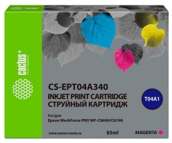 Картридж струйный Cactus CS-EPT04A340 (T04A3) для Epson WorkForce Pro WF-C8190/ WF-C8690, Пурпурный (85 мл)