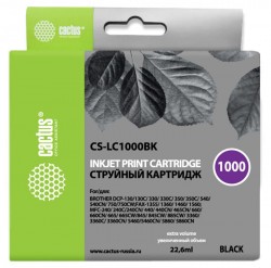 Картридж струйный Cactus CS-LC1000BK черный (22.6мл) для Brother DCP 130C/330С/MFC-240C/5460CN
