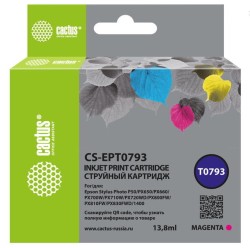 Картридж струйный Cactus (CS-EPT0793) для принтеров Epson Stylus Photo 1400/ 1500/ PX700/ 710, пурпурный, 13.8 мл