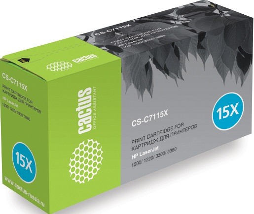Картридж лазерный Cactus C7115XS (CS-C7115XS) для принтеров HP LaserJet 1200/ 1220/ 3300/ 3380 черный 3500 страниц