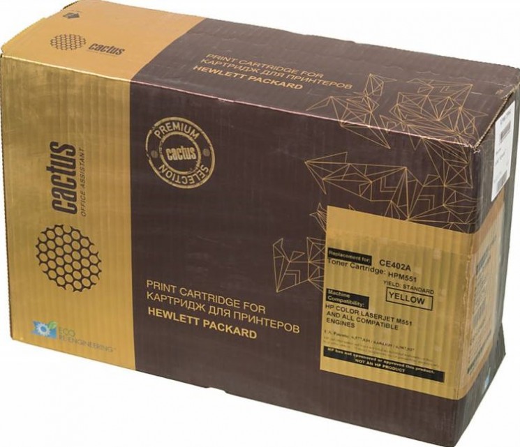 Картридж лазерный Cactus CE402A (CSP-CE402A) для принтеров HP Color LaserJet M551 желтый 6000 страниц