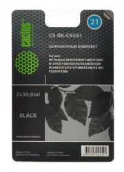 Заправочный набор Cactus CS-RK-C9351 черный 60мл для HP DJ 3920/3940/D1360/D1460/D1470/D1560/D2330