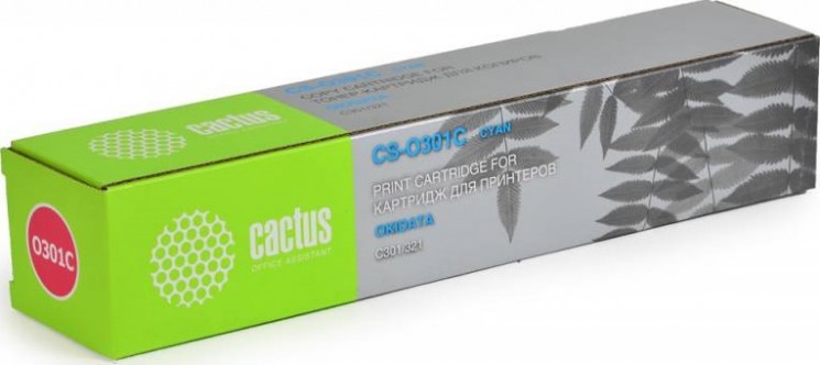 Картридж лазерный Cactus 44973543 (CS-O301C) для принтеров Oki C301/ 321 голубой 1500 страниц