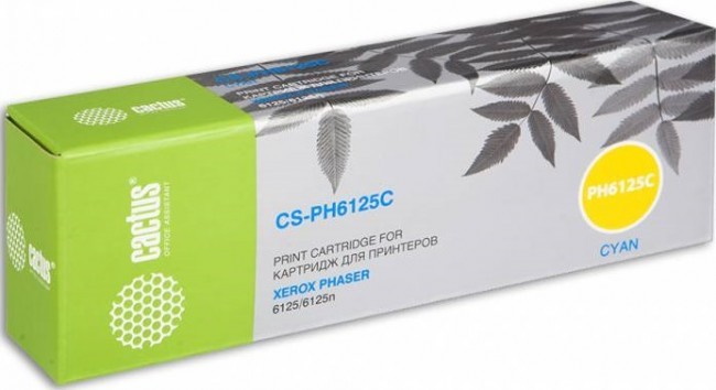 Картридж лазерный Cactus 106R01335 (CS-PH6125C) для принтеров Xerox Phaser 6125 голубой 1000 страниц