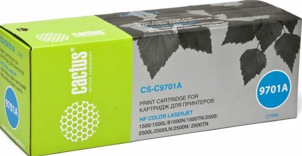 Картридж лазерный Cactus C9701A (CS-C9701A) для принтеров HP Color LaserJet 2550/ 1500/ 2500 голубой 4000 страниц