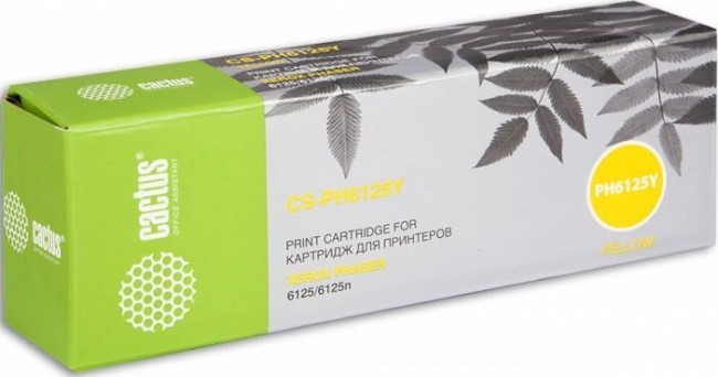 Картридж лазерный Cactus 106R01337 (CS-PH6125Y) для принтеров Xerox Phaser 6125 желтый 1000 страниц