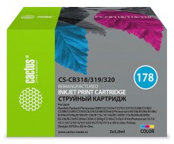 Картридж струйный Cactus CS-CB318/319/320 №178 голубой/желтый/пурпурный набор (5мл) для HP PS B8553/C5383/C6383
