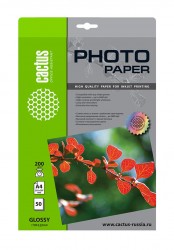 Фотобумага Cactus CS-GA420050 A4, 200г/м2, 50л, белая глянцевая для струйной печати