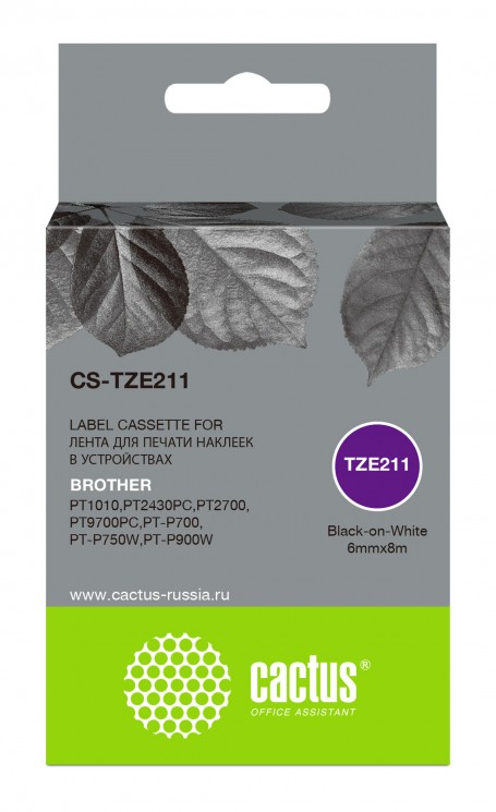 Картридж ленточный Cactus CS-TZE211 черный для Brother 1010/ 1280/ 1280VP/ 2700VP