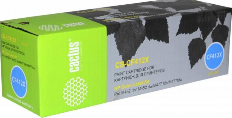 Картридж лазерный Cactus CF412X (CS-CF412X) для принтеров HP Color LaserJet Pro M452dn/ M452dw/ M477fdn/ M477fdw желтый 5000 страниц