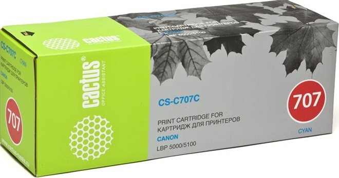 Картридж лазерный Cactus 707C (CS-C707C) для принтеров Canon LBP-5000 голубой 2000 страниц