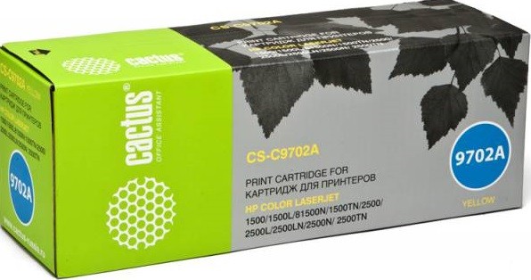 Картридж лазерный Cactus C9702A (CS-C9702A) для принтеров HP Color LaserJet 2550/ 1500/ 2500 желтый 4000 страниц