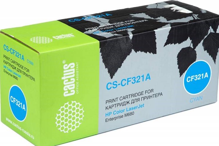 Картридж лазерный Cactus CF321AV (CS-CF321AV) для принтеров HP Color LaserJet M680 голубой 16500 страниц