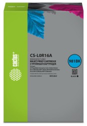 Картридж струйный Cactus 981BK (CS-L0R16A) для принтеров HP PageWide Enterprise Color 556dn/ 556xh/ Flow MFP586z, черный, 465 мл
