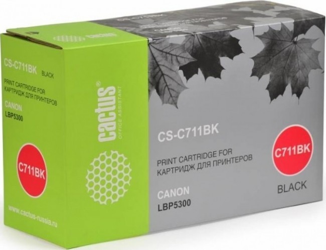 Картридж лазерный Cactus 711BK (CS-C711BK) для принтеров Canon LBP5300 черный 6000 страниц