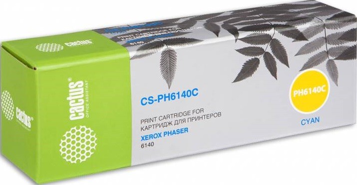 Картридж лазерный Cactus 106R01481 (CS-PH6140C) для принтеров Xerox Phaser 6140 голубой 2000 страниц