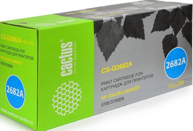 Картридж лазерный Cactus Q2682AV (CS-Q2682AV) для принтеров HP Color LaserJet 3700 желтый 6000 страниц
