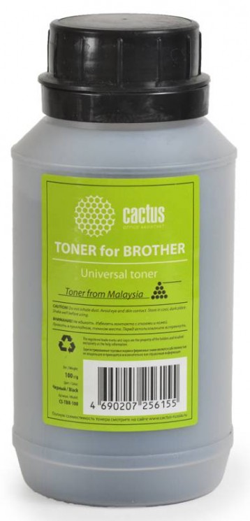 Тонер Cactus CS-TBR-100 черный флакон 100гр. для принтера Brother Universal