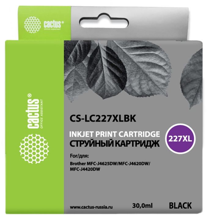 Картридж струйный Cactus CS-LC227XLBK черный (30мл) для Brother DCP-J4120DW/MFC-J4420DW/J4620DW