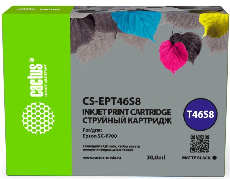 Картридж струйный Cactus T46S8 (CS-EPT46S8) для принтеров Epson SureColor SC-P700, черный, 30 мл