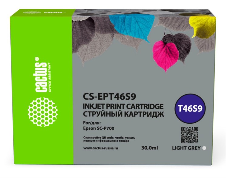 Картридж струйный Cactus T46S9 (CS-EPT46S9) для принтеров Epson SureColor SC-P700, светло-серый, 30 мл