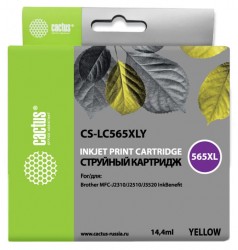 Картридж струйный Cactus CS-LC565XLY желтый (14.4мл) для Brother MFC-J2510