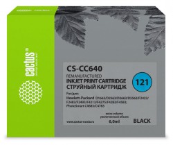 Картридж струйный Cactus CS-CC640 №121 черный (6мл) для HP DJ D1663/D2563/D2663/D5563/F2423/F2483/F2493/F4213/F4275/F4283/F4583/PS C4683/C4783