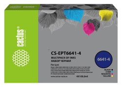 Чернила Cactus CS-EPT6641-4 голубой/пурпурный/желтый/черный набор 4x100мл для Epson L100/ L110/ L120/ L132/ L200/ L210/ L222/ L300/ L312/ L350/ L355/ L362/ L366/ L456/ L550/ L555/ L566/ L1300